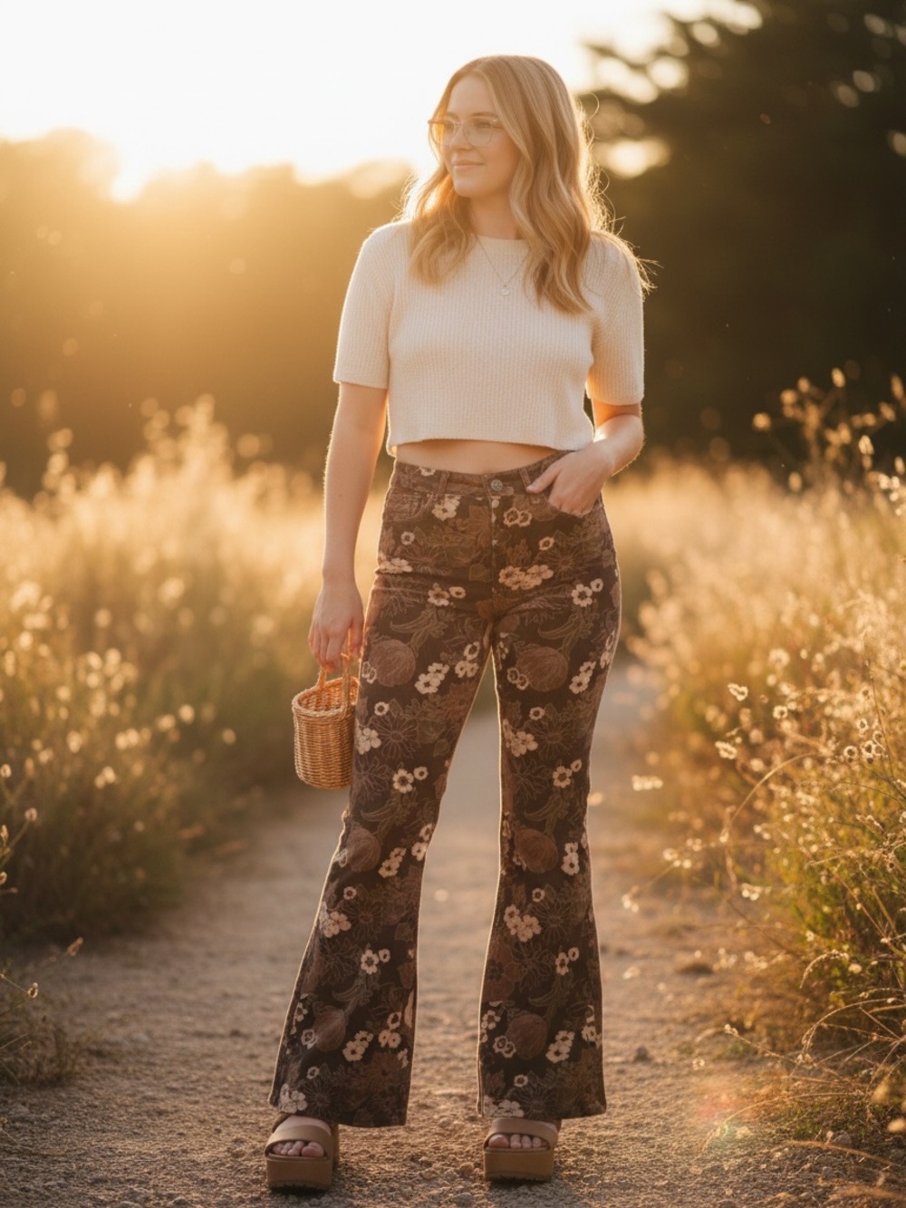 Wrangler x Free People Fierce Flare Corduroy Jeans NWT Women's Size 30 Brown